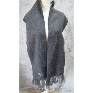 Alpaca Sebbatex Scarf Unisex OS Charcoal Gray Good Fuzzy Fringed Wool Blend